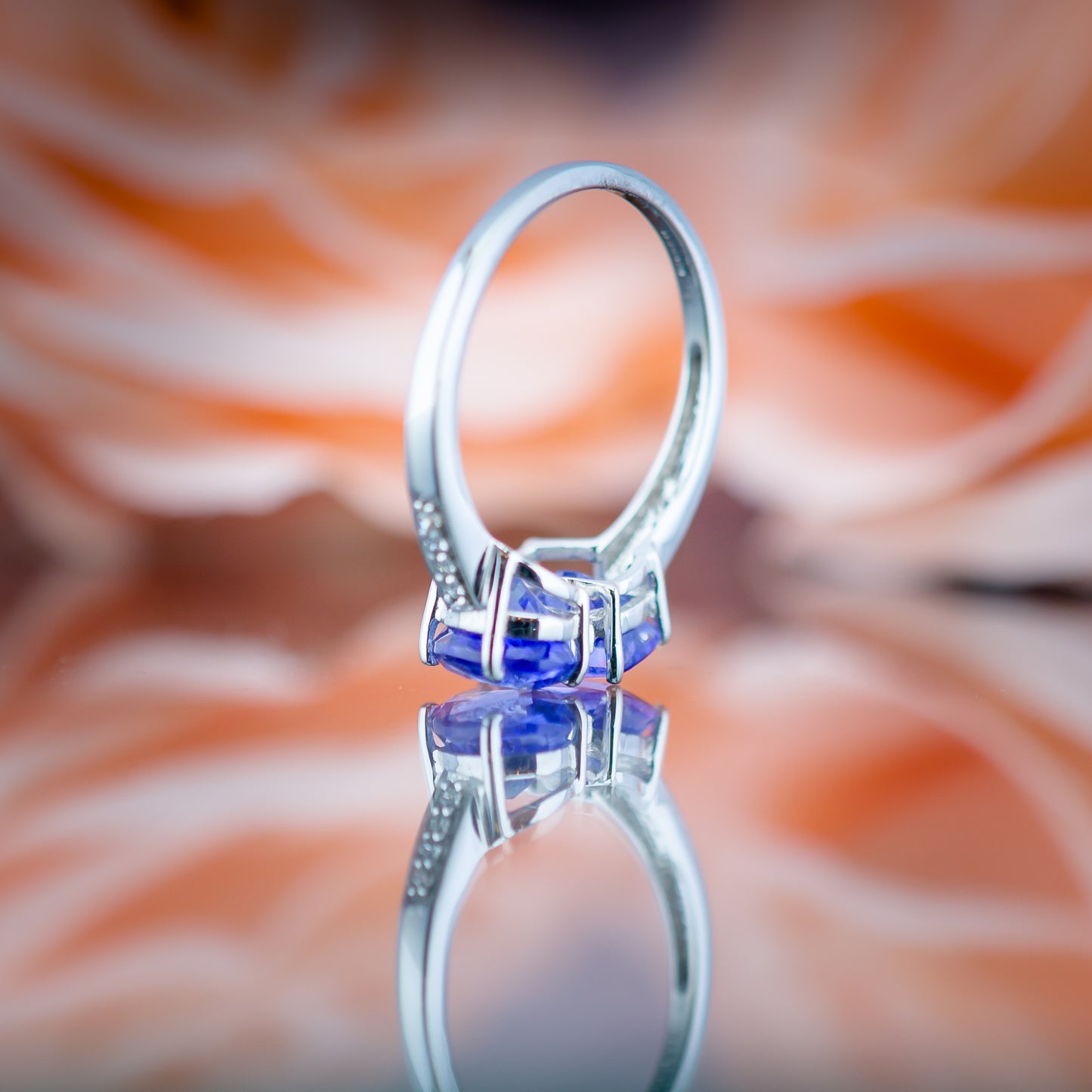 14ct White Gold Tanzanite & Diamond Ring