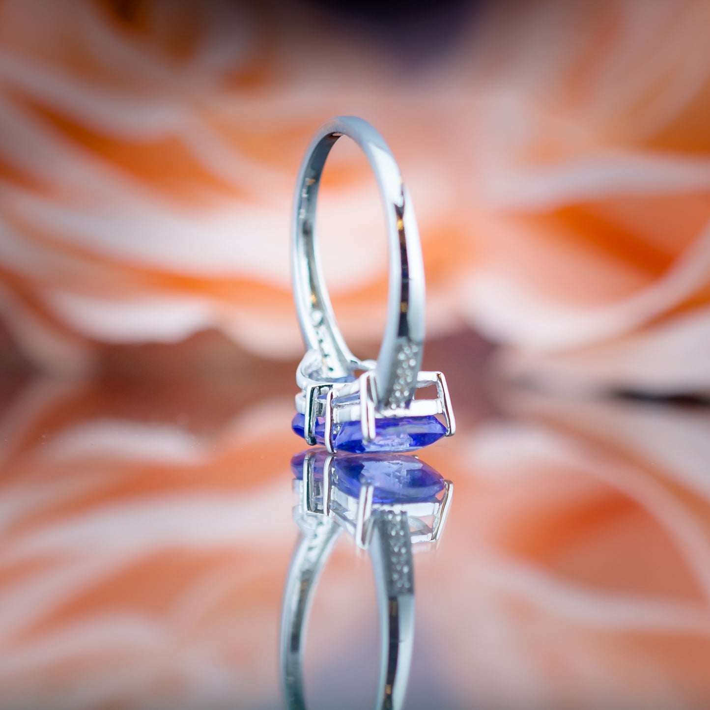 14ct White Gold Tanzanite & Diamond Ring