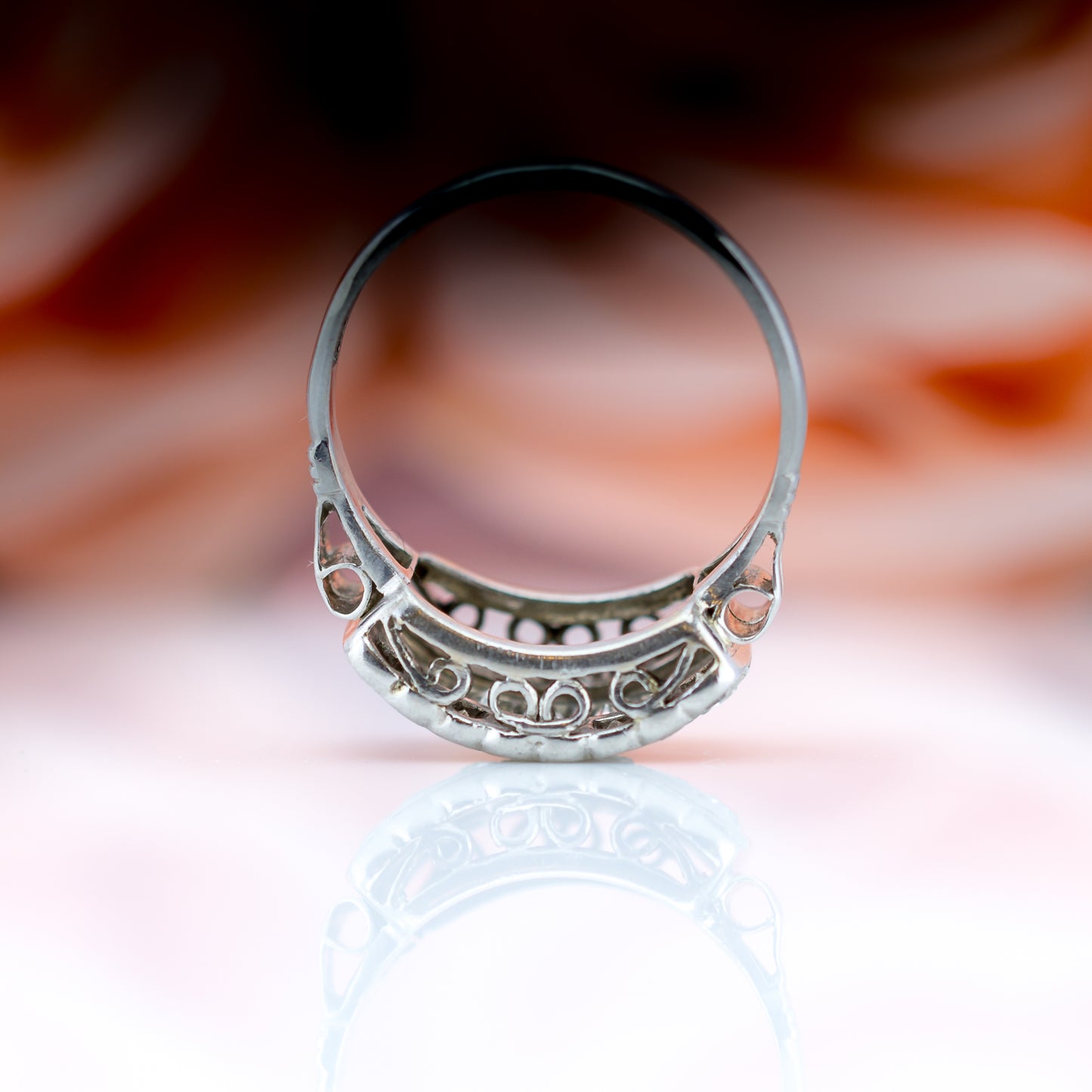 .950 Platinum Antique cut 1ct Diamond Cluster Ring
