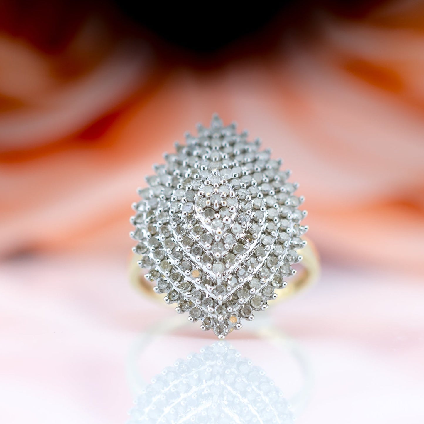 9ct Yellow Gold 1ct Diamond Oval Cluster Ring