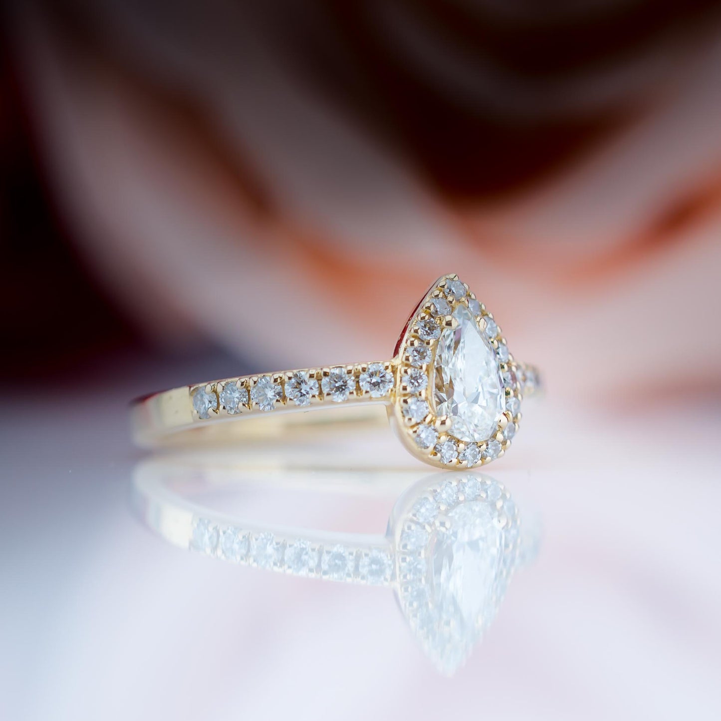 18ct Rose Gold 0.9ct Diamond Teardrop Solitaire Ring with Certificate