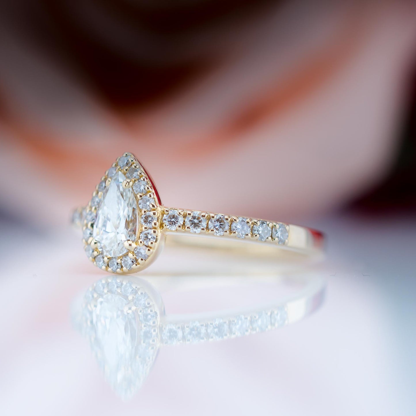 18ct Rose Gold 0.9ct Diamond Teardrop Solitaire Ring with Certificate