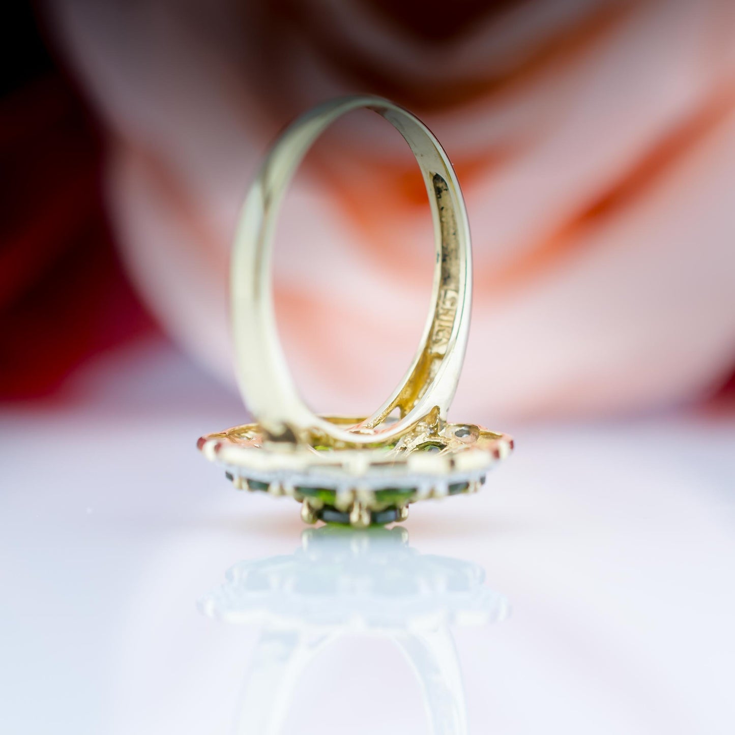9ct Peridot And Diamond Cluster Ring