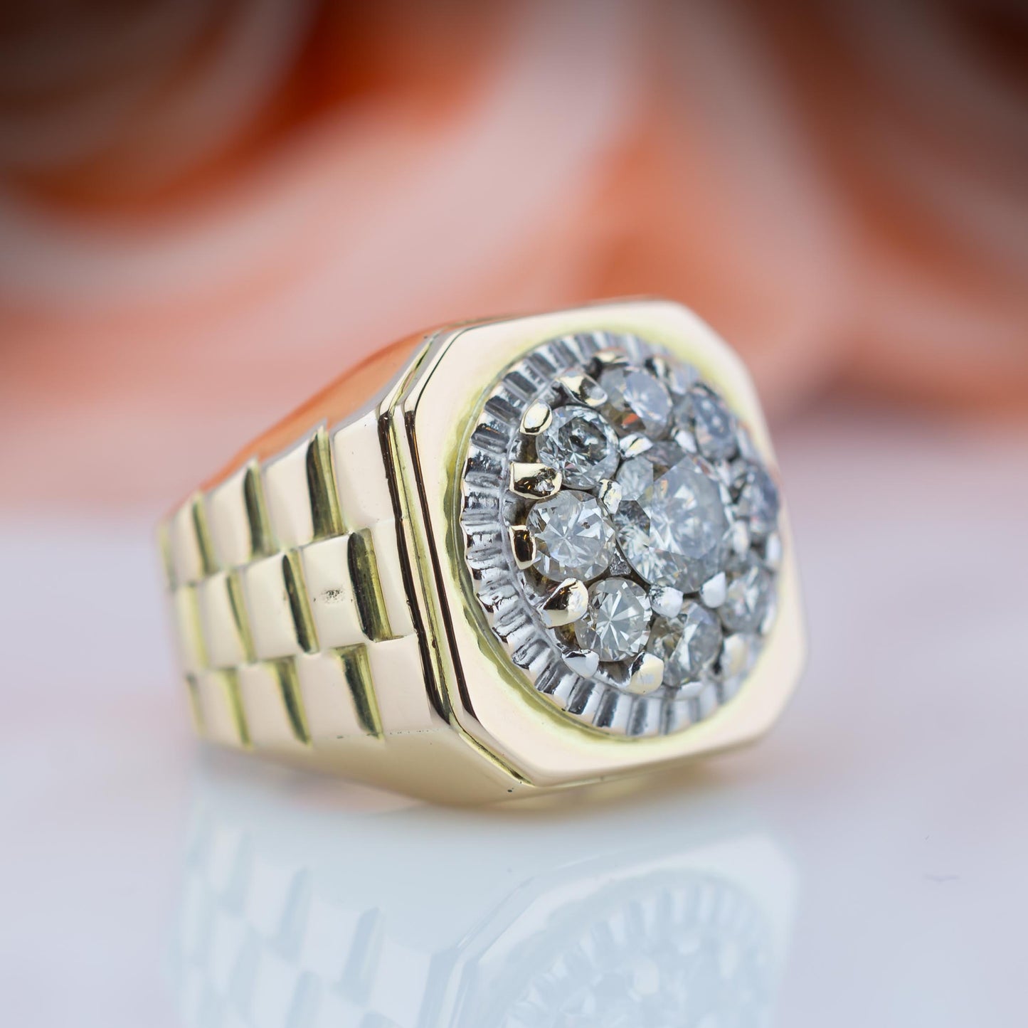 14ct Gold Diamond Rollie Ring 1.5TCW