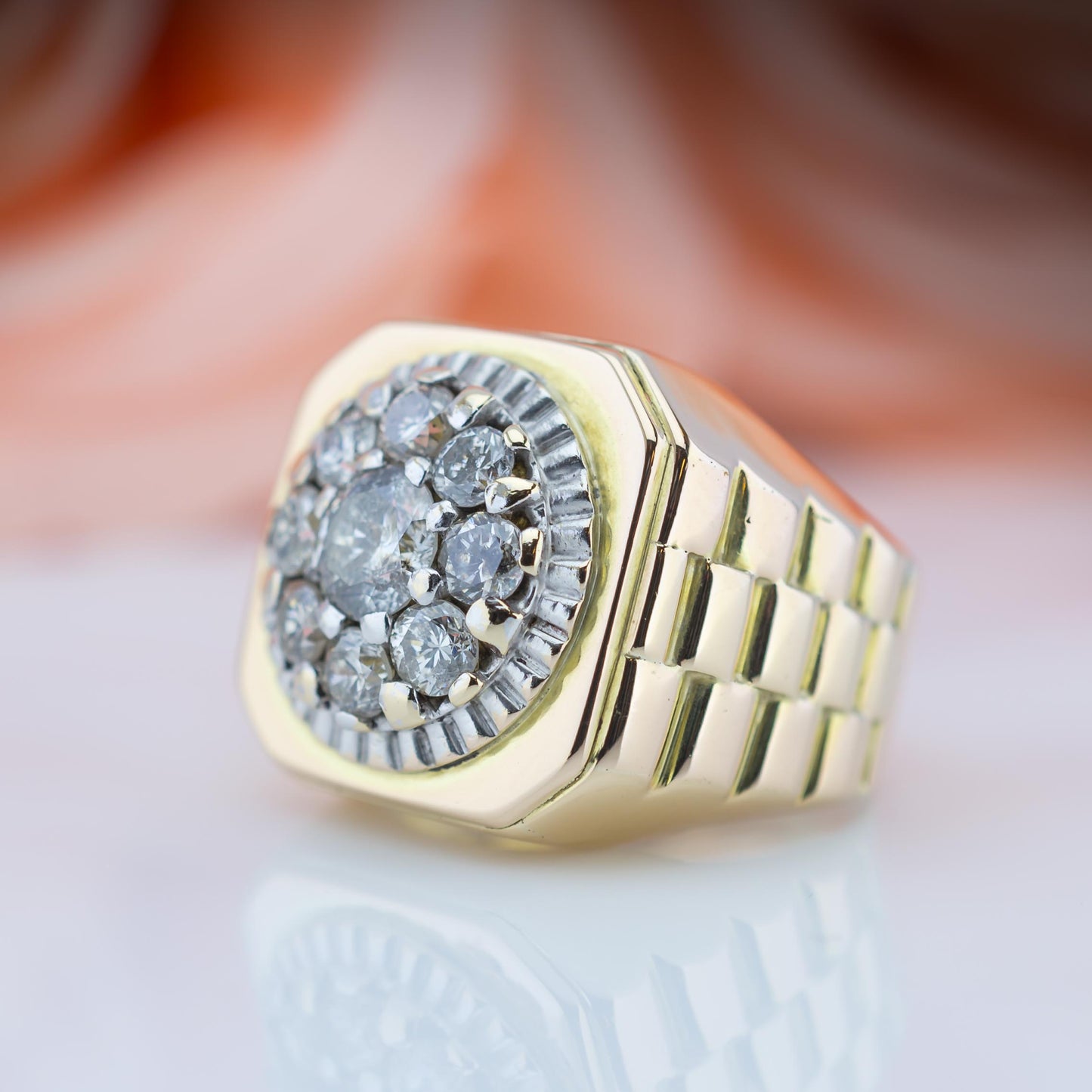 14ct Gold Diamond Rollie Ring 1.5TCW