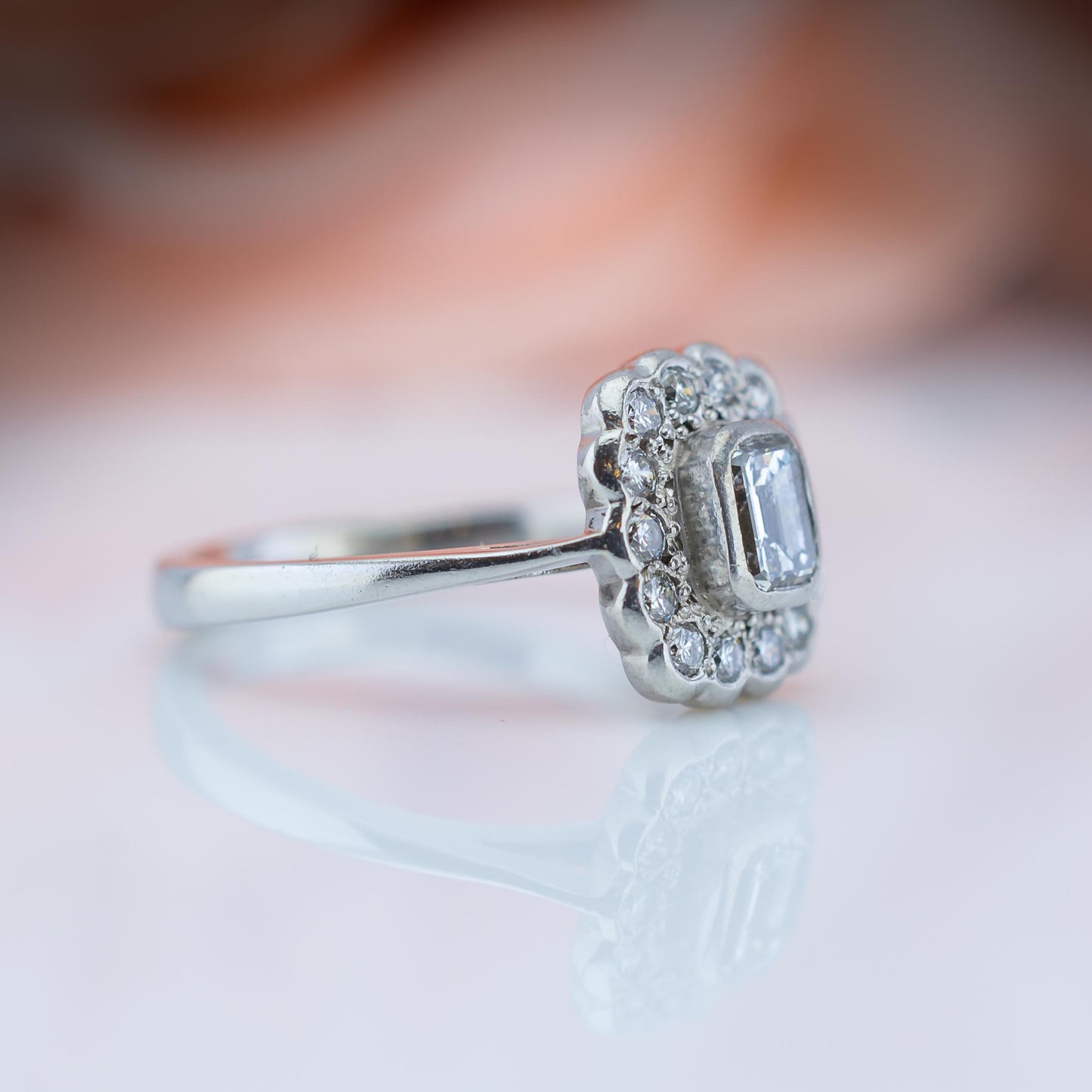 .950 Platinum Annabelle Diamond Halo Ring 0.85 TCW
