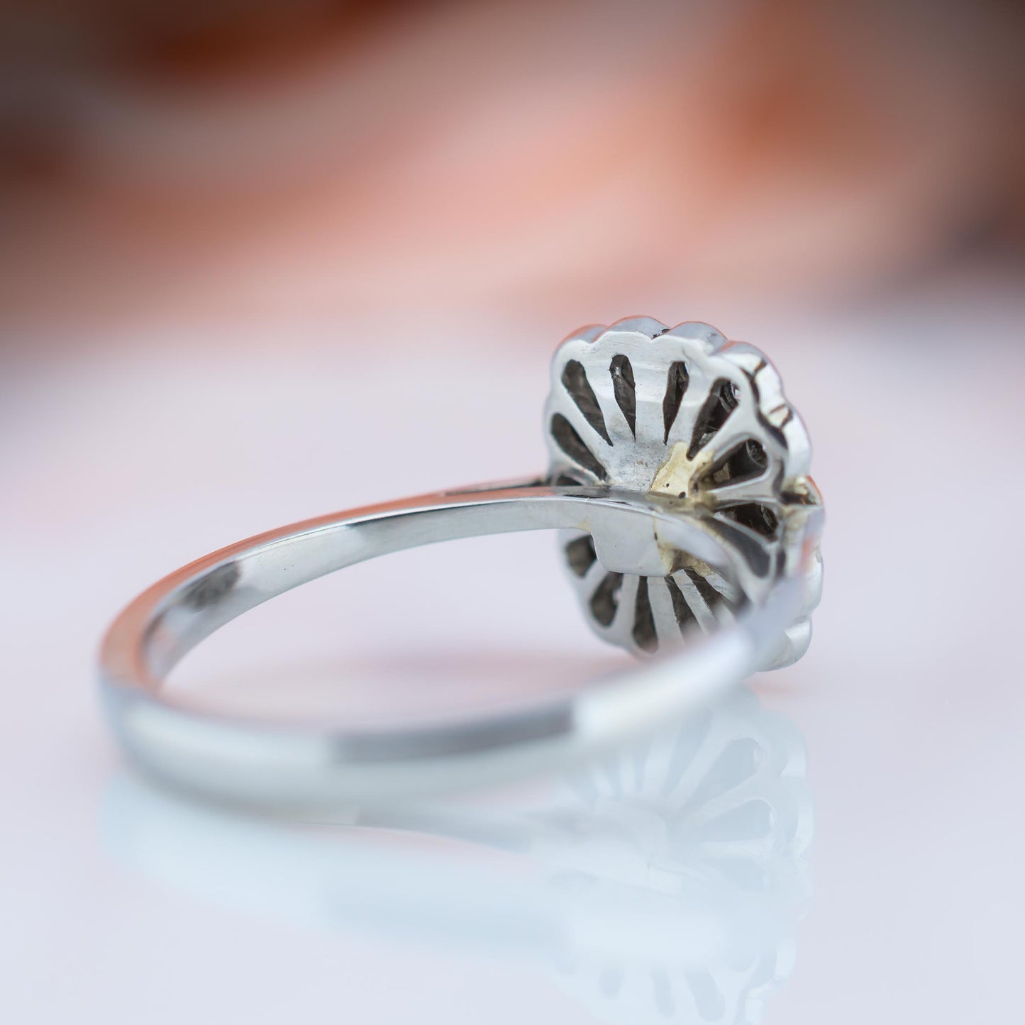 .950 Platinum Annabelle Diamond Halo Ring 0.85 TCW
