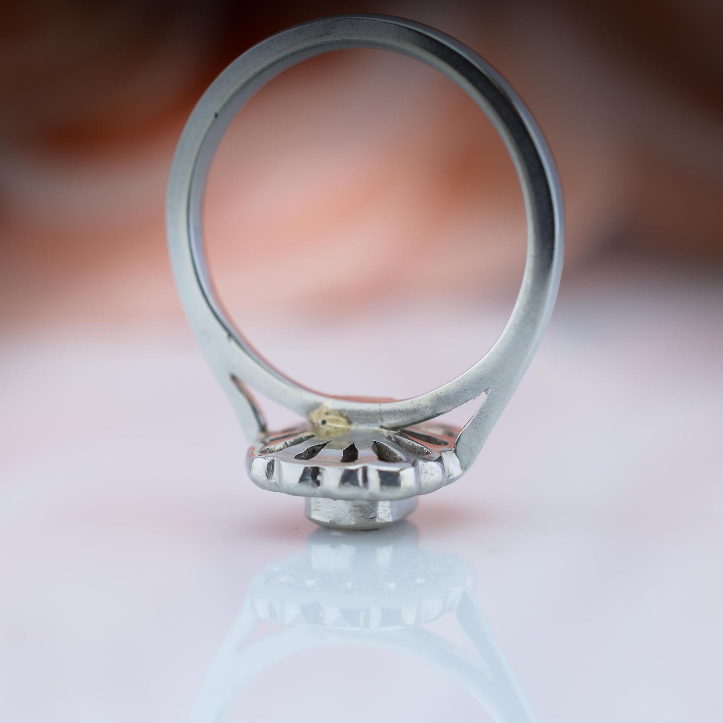 .950 Platinum Annabelle Diamond Halo Ring 0.85 TCW