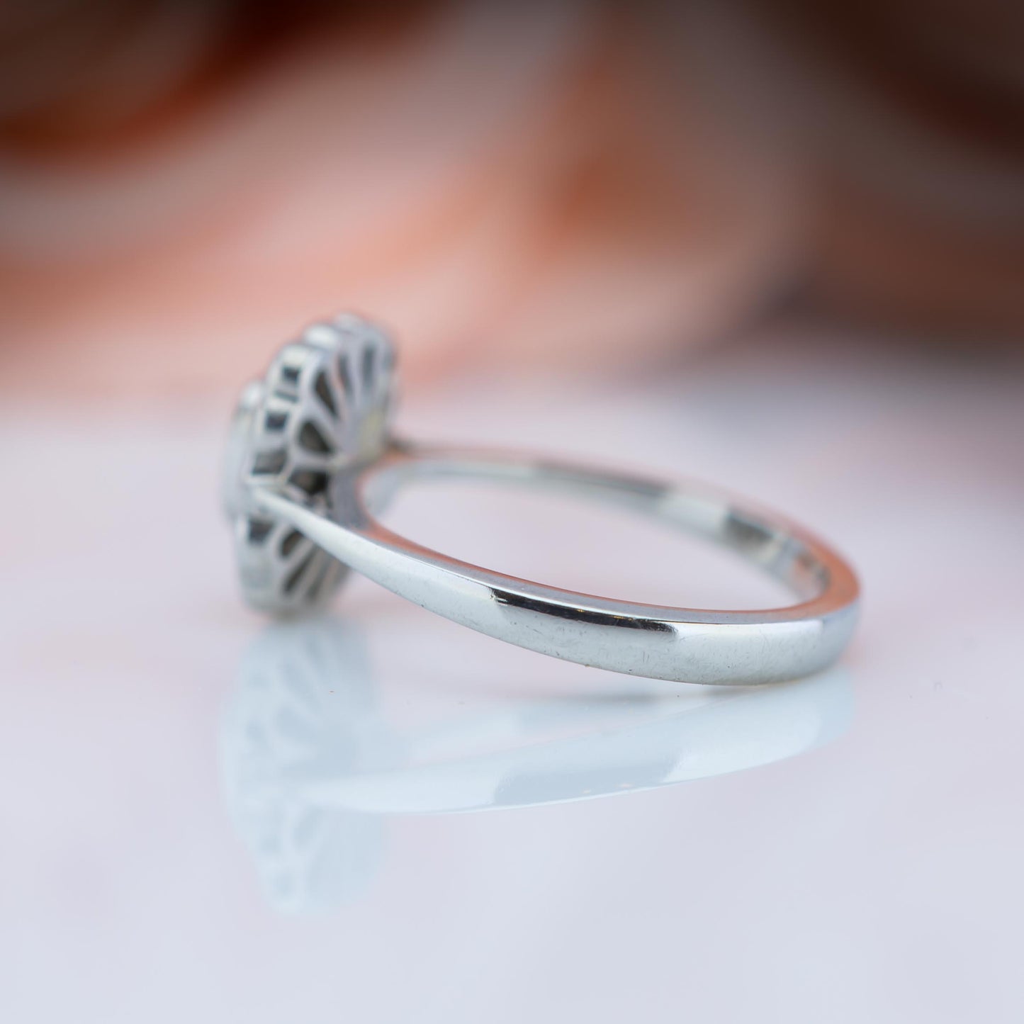 .950 Platinum Annabelle Diamond Halo Ring 0.85 TCW