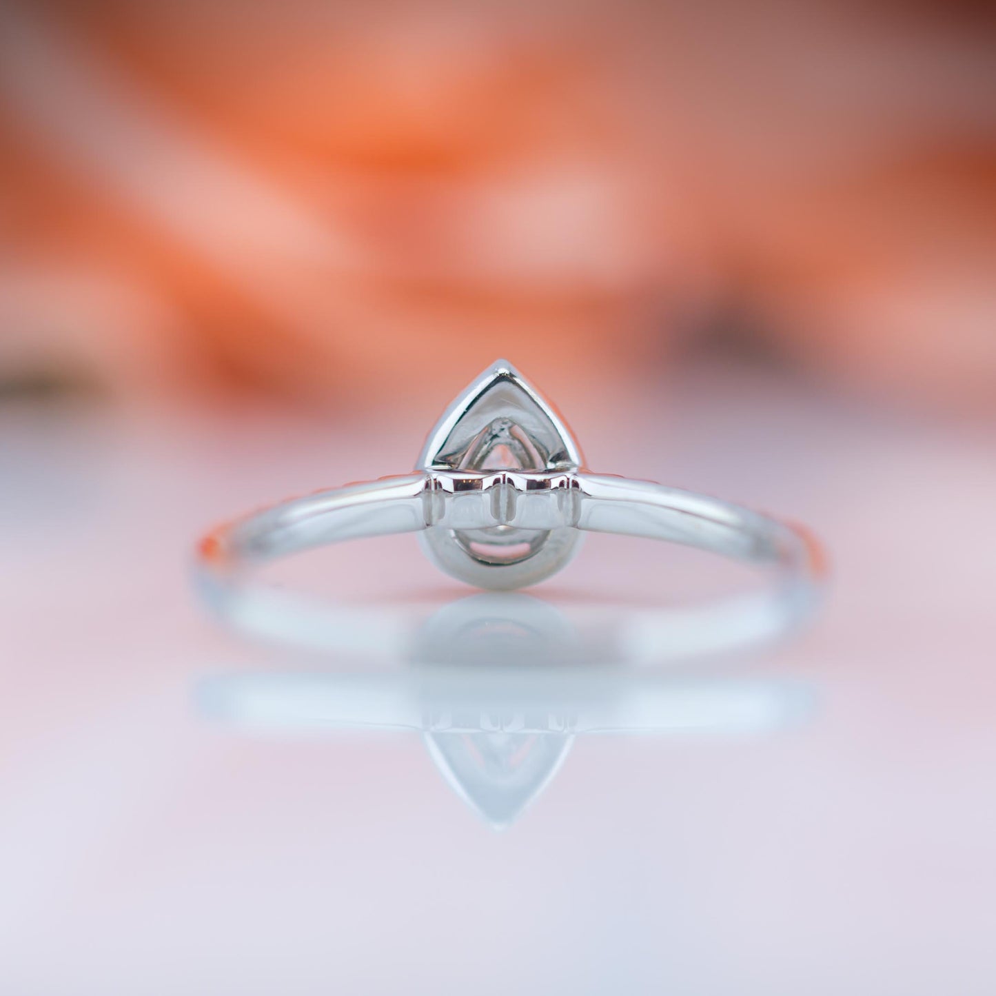 18ct White Gold Teardrop Diamond Halo Ring TCW 0.40TCW