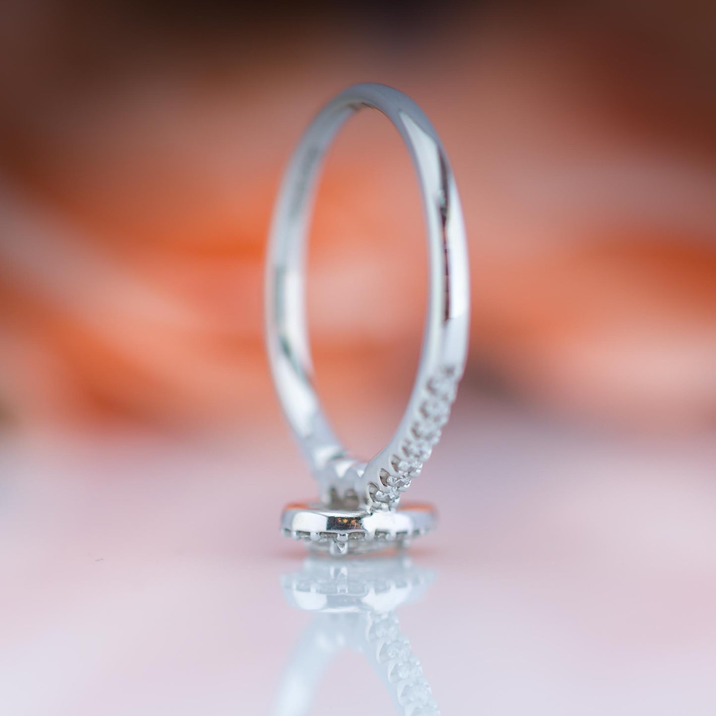 18ct White Gold Teardrop Diamond Halo Ring TCW 0.40TCW