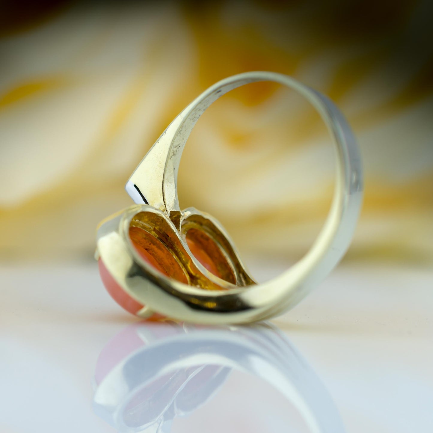 14ct Yellow Gold Coral & Diamond “let your imagination run…” Ring
