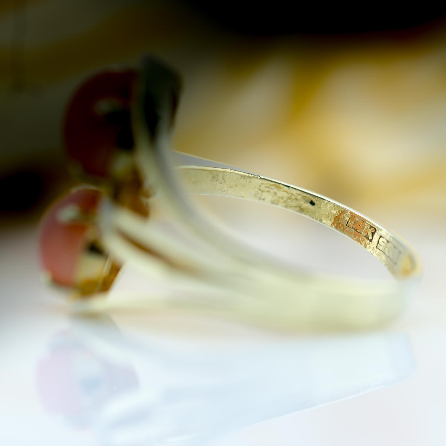 14ct Yellow Gold Coral & Diamond “let your imagination run…” Ring