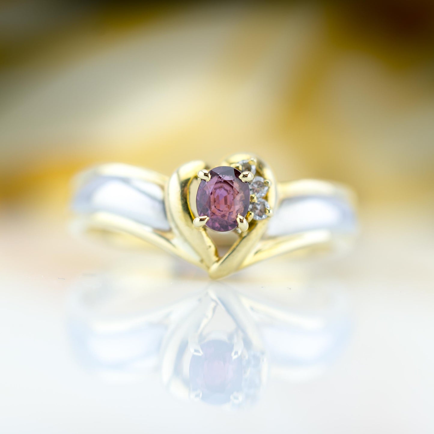 18ct Yellow Gold & Platinum Ruby & Diamond Ring