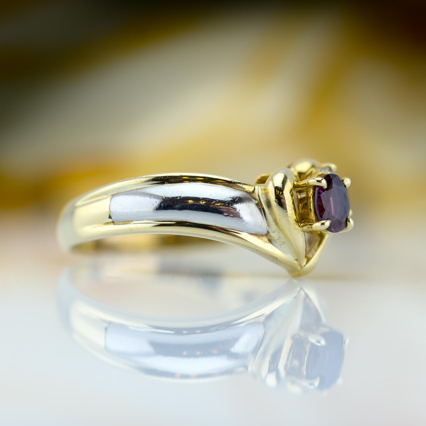 18ct Yellow Gold & Platinum Ruby & Diamond Ring
