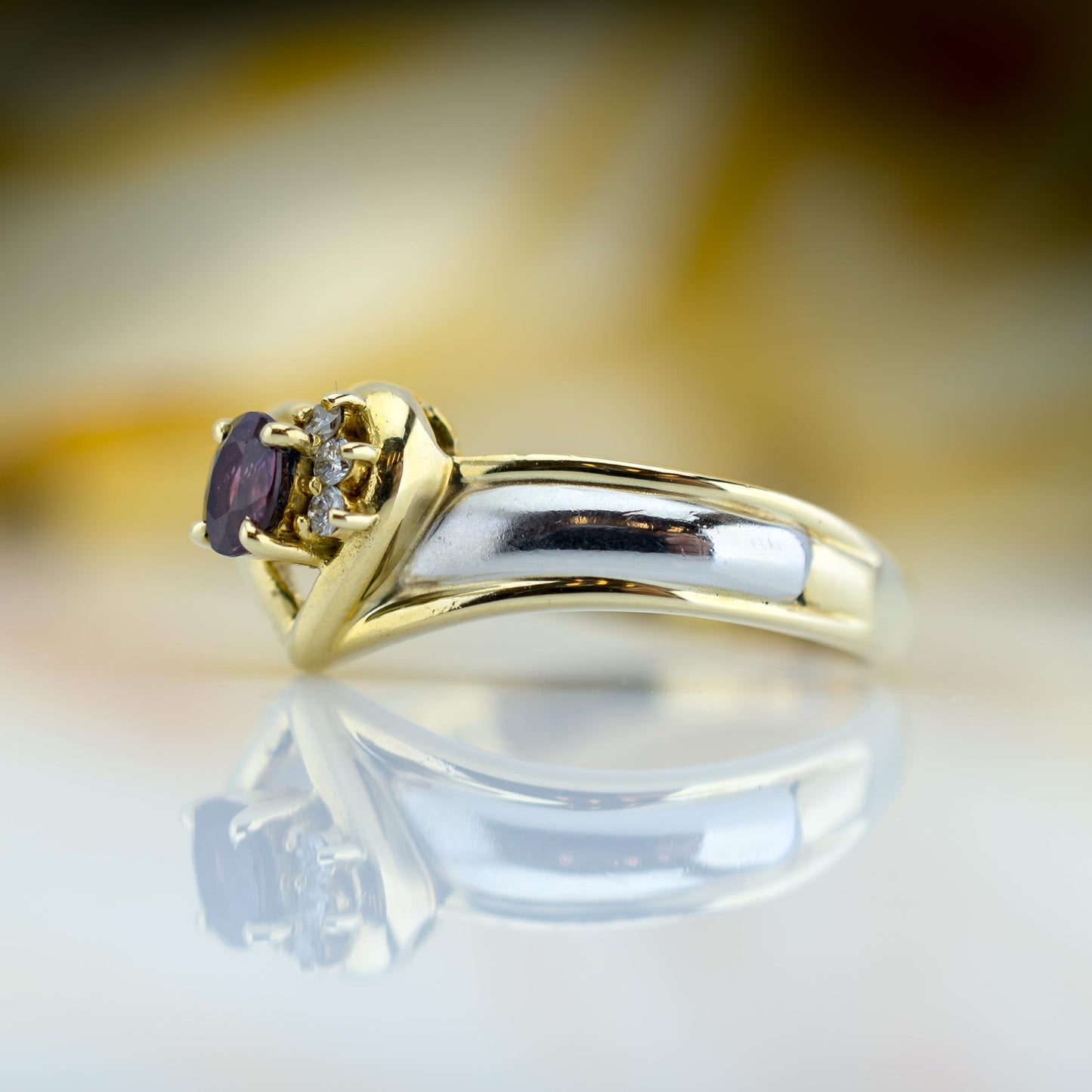 18ct Yellow Gold & Platinum Ruby & Diamond Ring