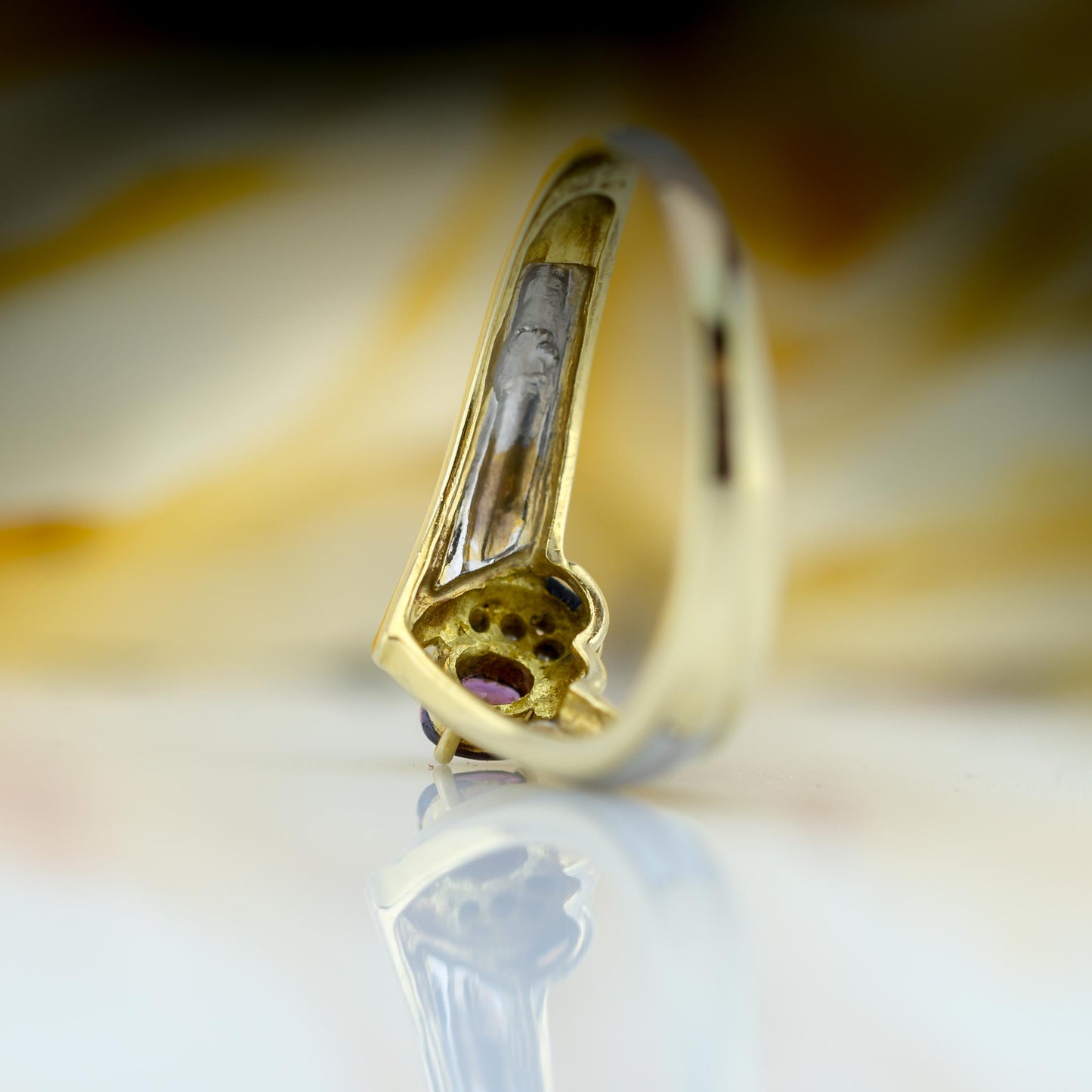 18ct Yellow Gold & Platinum Ruby & Diamond Ring