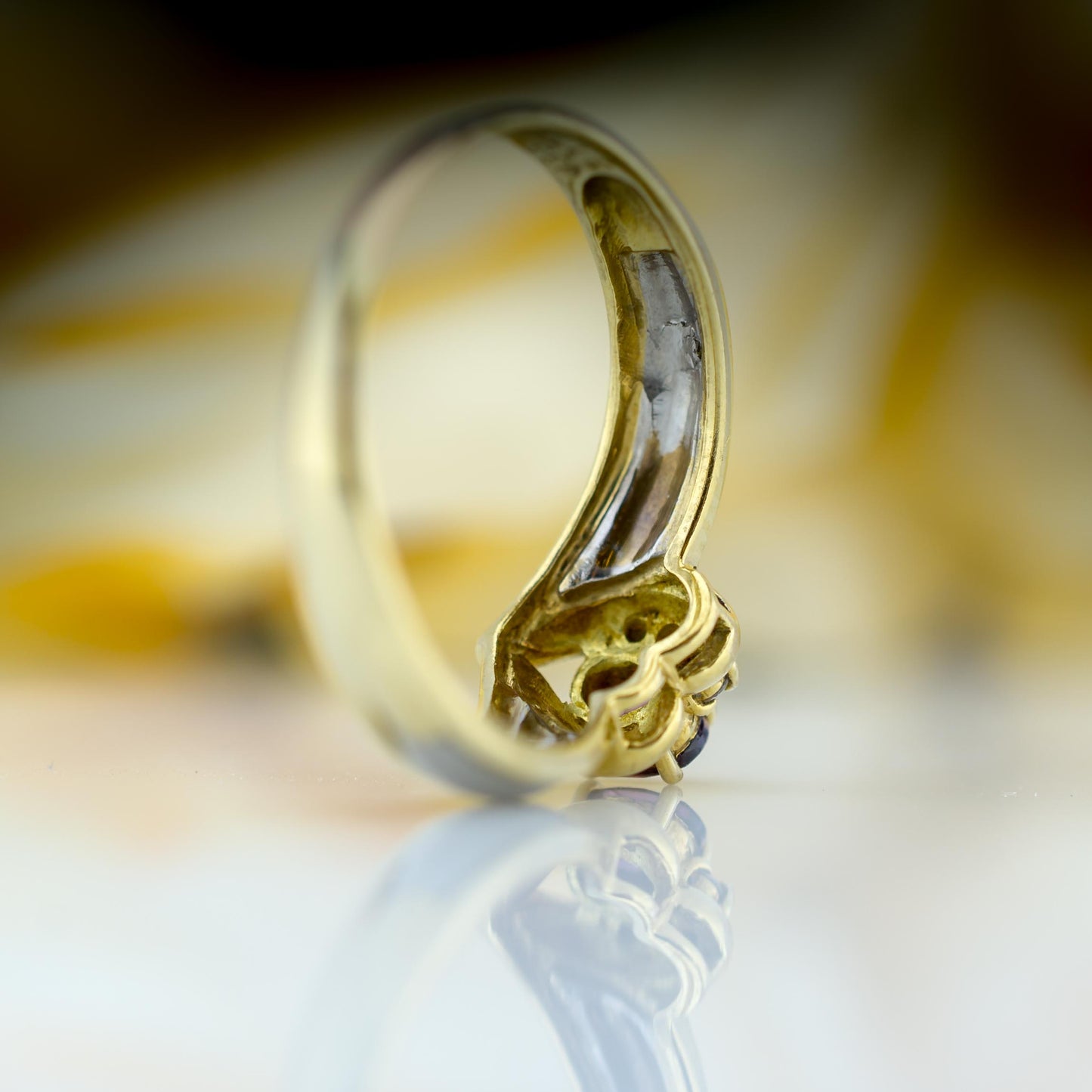 18ct Yellow Gold & Platinum Ruby & Diamond Ring