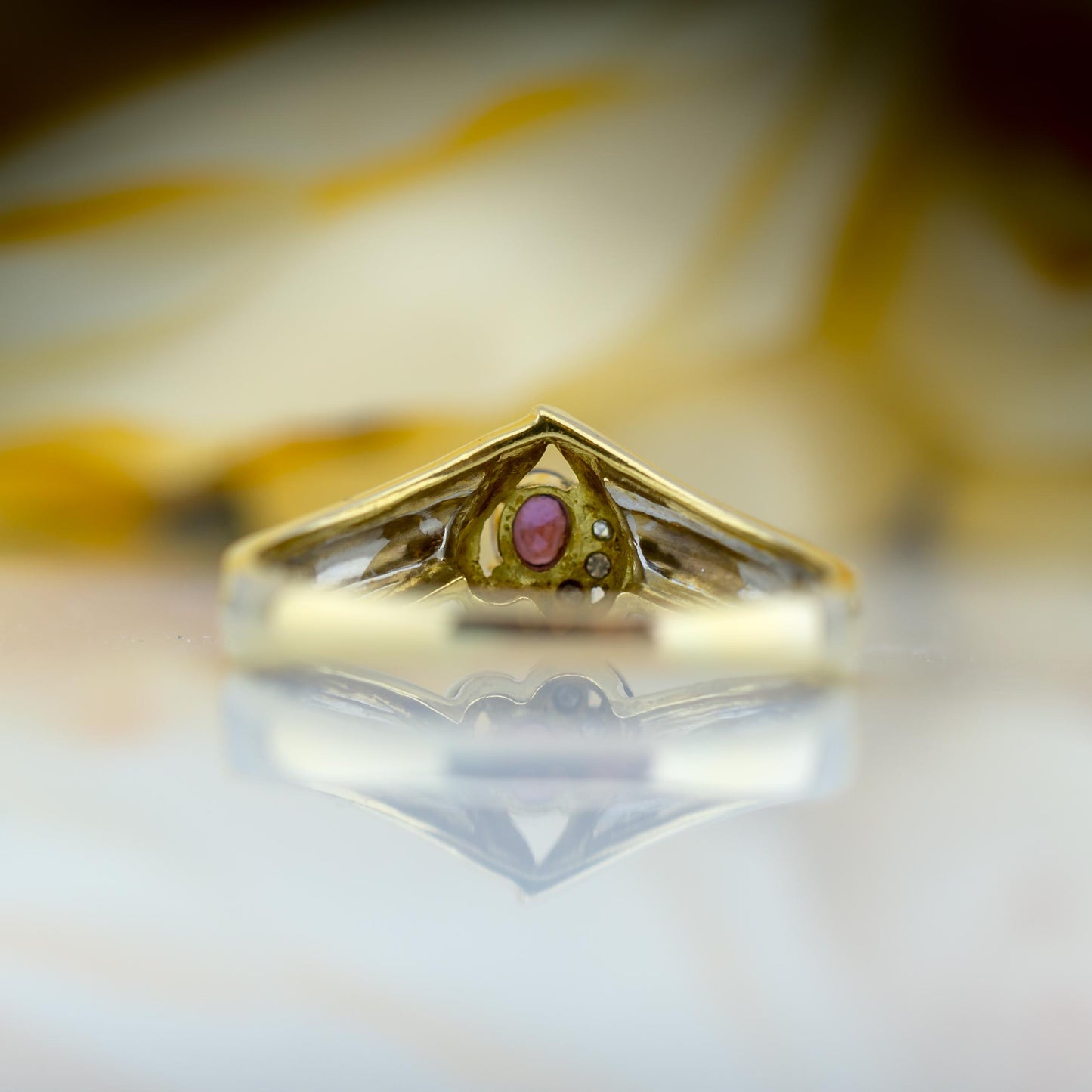18ct Yellow Gold & Platinum Ruby & Diamond Ring