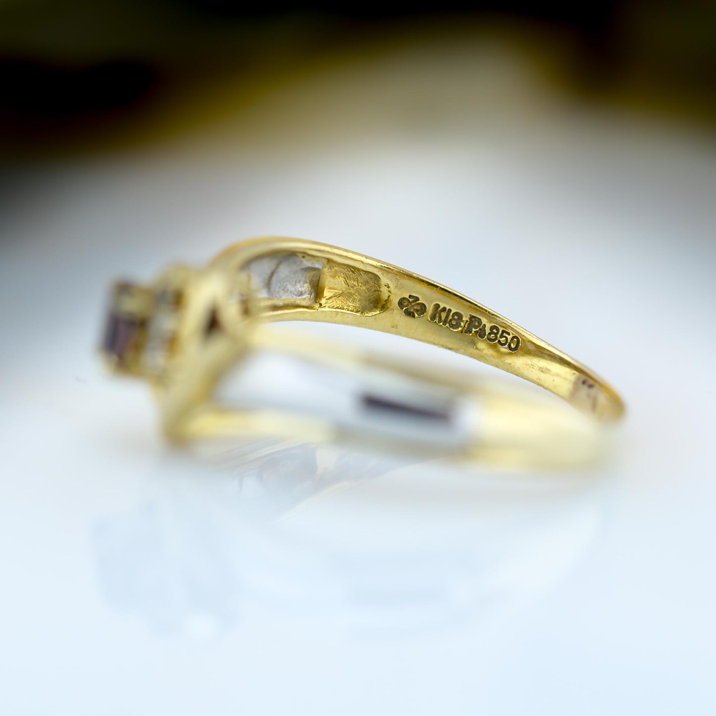 18ct Yellow Gold & Platinum Ruby & Diamond Ring