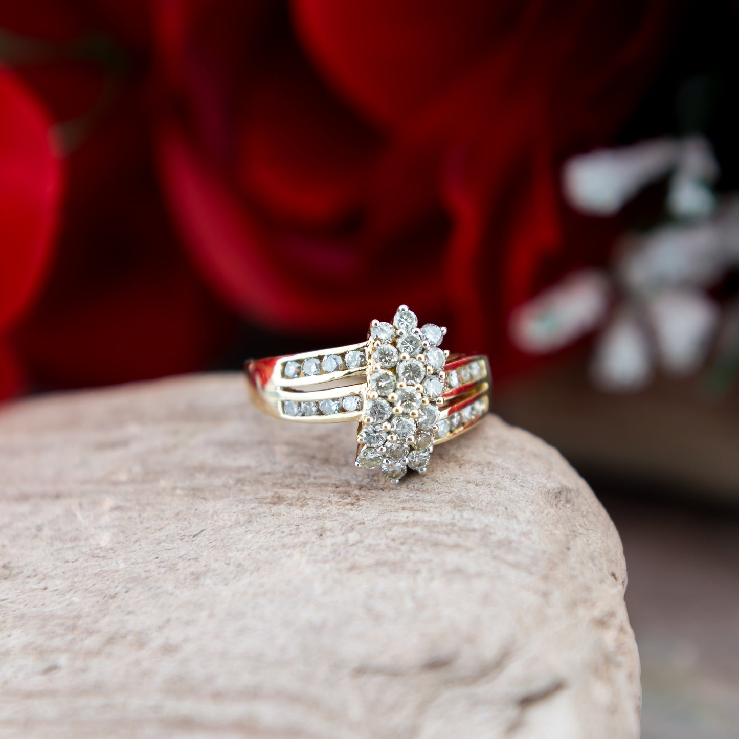 14ct Yellow Gold Diamond Cluster Ring