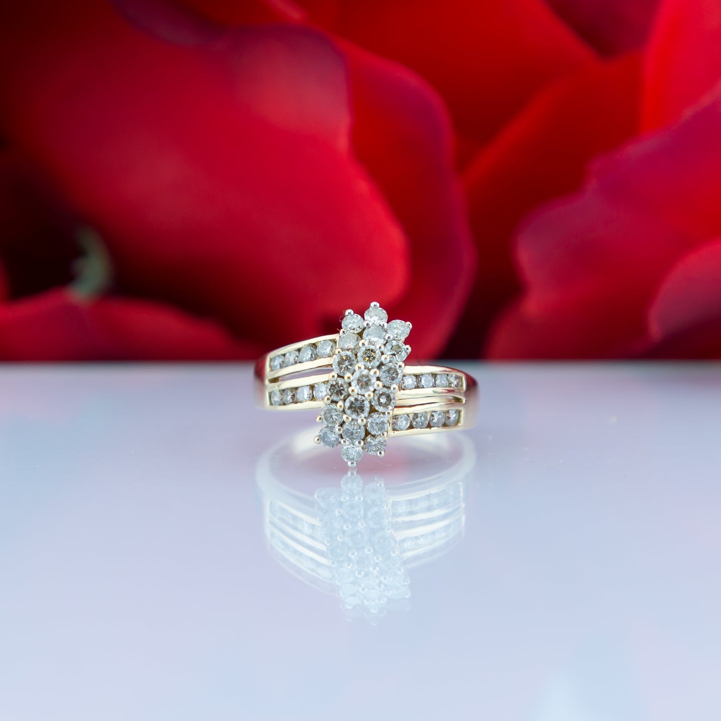 14ct Yellow Gold Diamond Cluster Ring