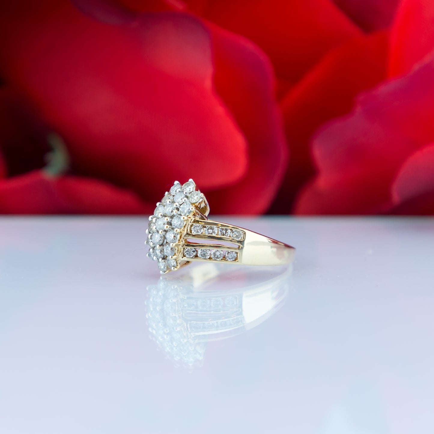 14ct Yellow Gold Diamond Cluster Ring