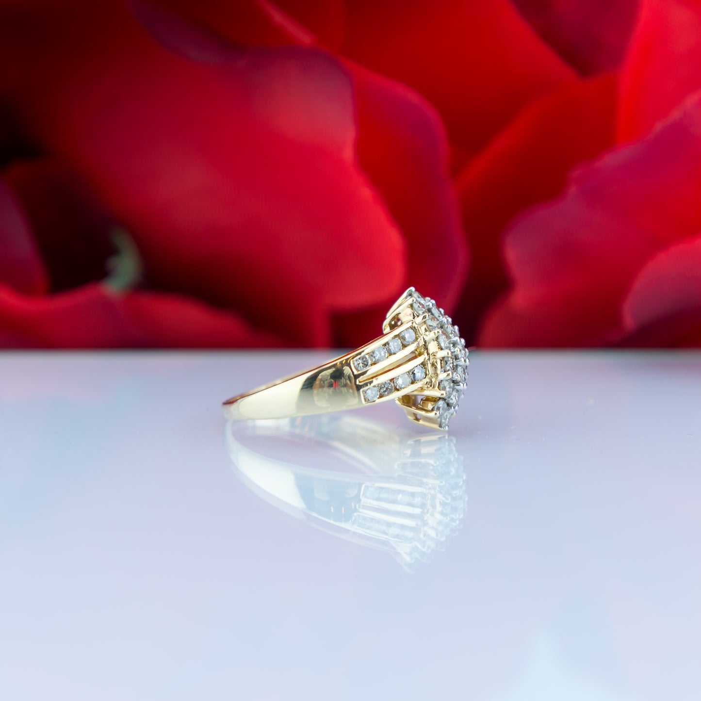 14ct Yellow Gold Diamond Cluster Ring
