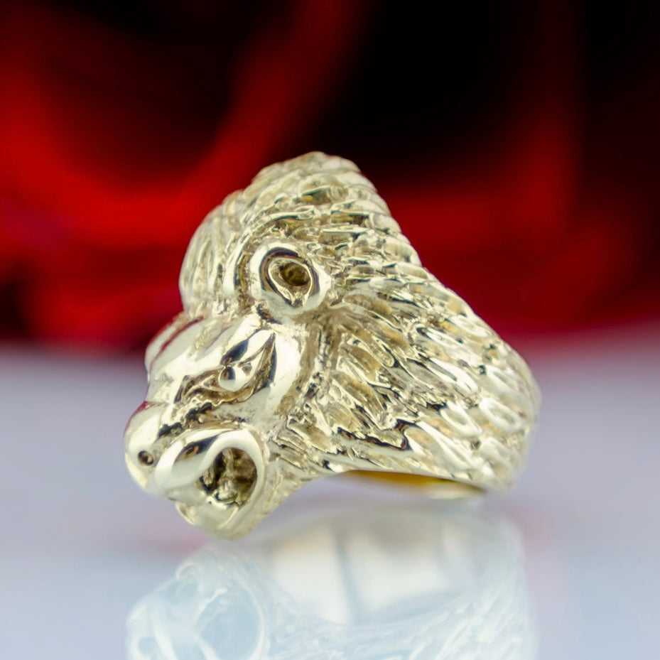 9ct Gold Lion's Head 3D Ring