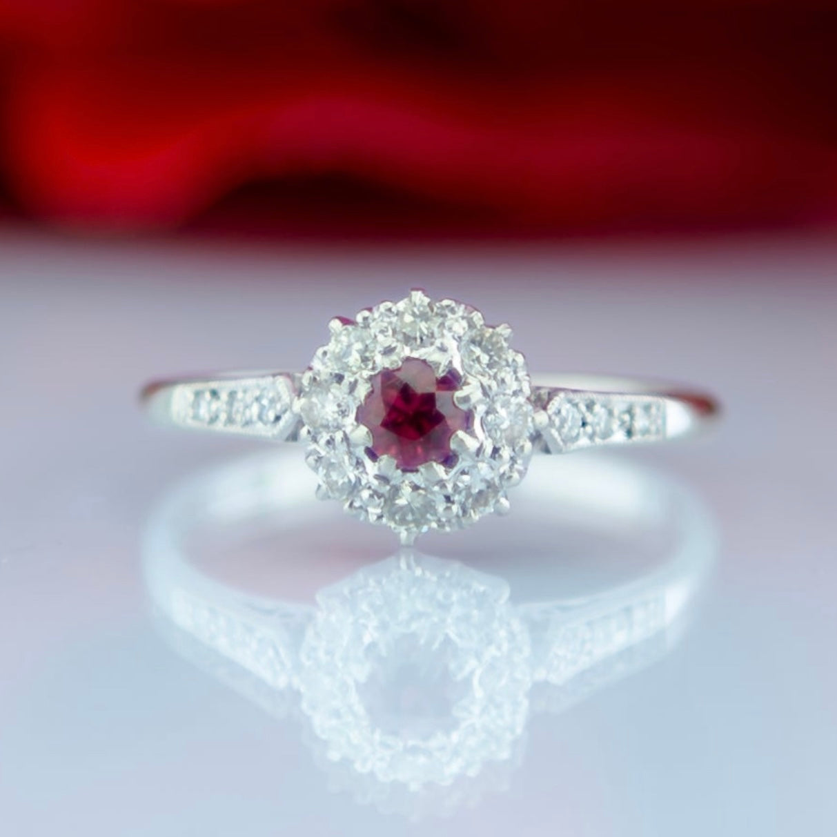 18ct Gold Diamond And Ruby Floral Ring