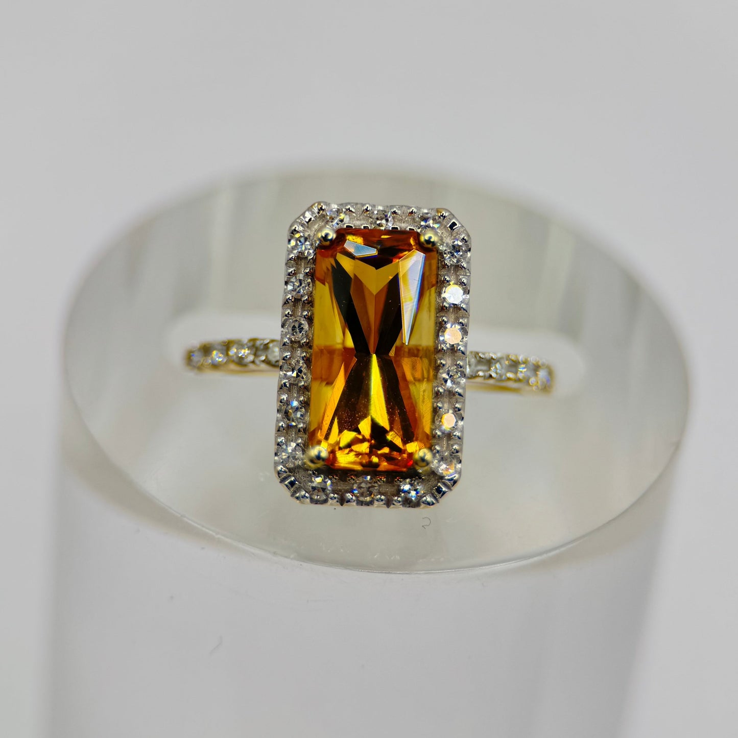 Citrine & Diamond 9ct Yellow Gold Cocktail Ring