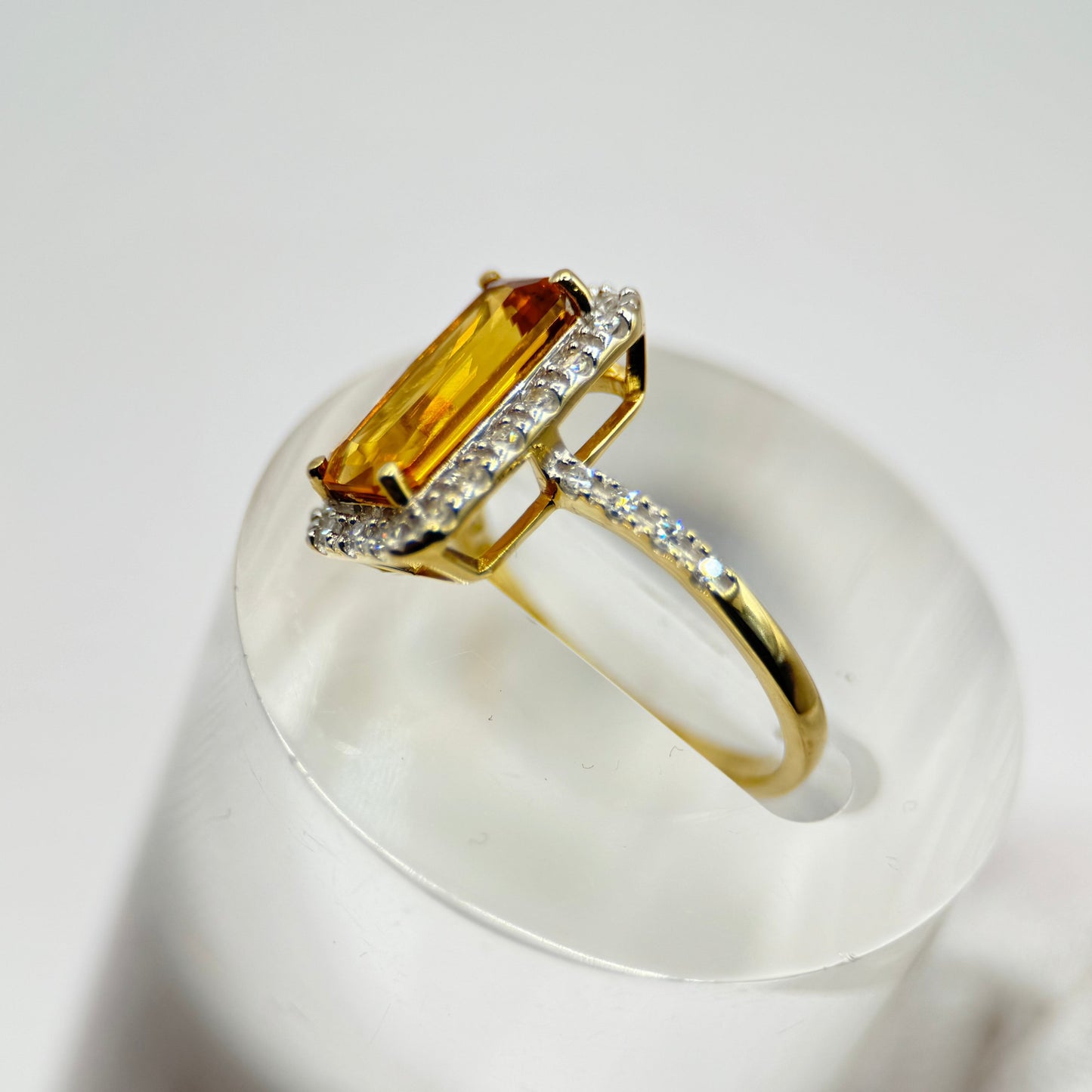 Citrine & Diamond 9ct Yellow Gold Cocktail Ring