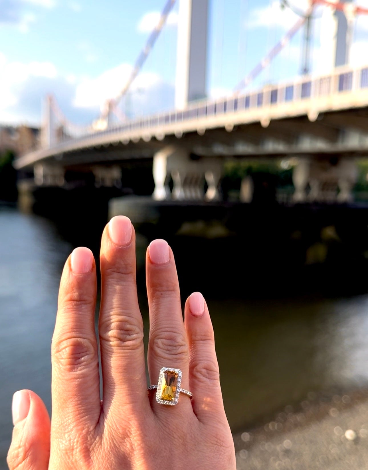 Citrine & Diamond 9ct Yellow Gold Cocktail Ring