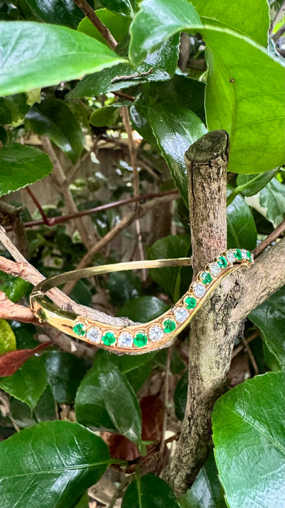 9ct Diamond & Emerald Bangle