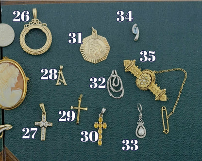 Gold Pendants, Pins & Charms