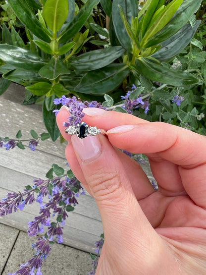 9ct White Gold Sapphire & Diamond Ring