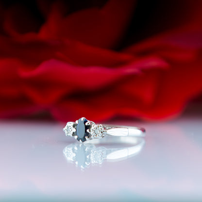 9ct White Gold Sapphire & Diamond Ring