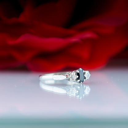 9ct White Gold Sapphire & Diamond Ring