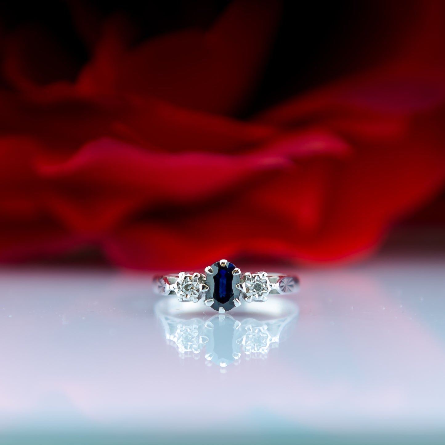 9ct White Gold Sapphire & Diamond Ring