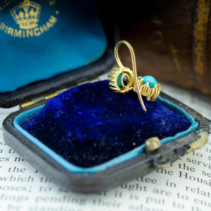 18ct Yellow Gold & Turquoise Vintage Earrings