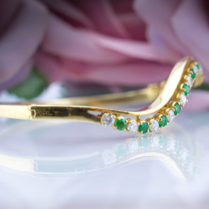 9ct Diamond & Emerald Bangle