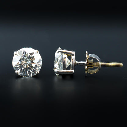 Diamond Stud Earrings - VVS-VS / I-J - 2.25 TCW - 2.3 Grams