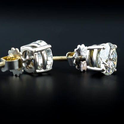 Diamond Stud Earrings - VVS-VS / I-J - 2.25 TCW - 2.3 Grams