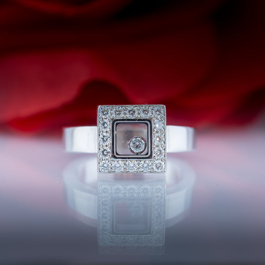 Chopard 18Ct White Gold & Diamond Happy Square Ring