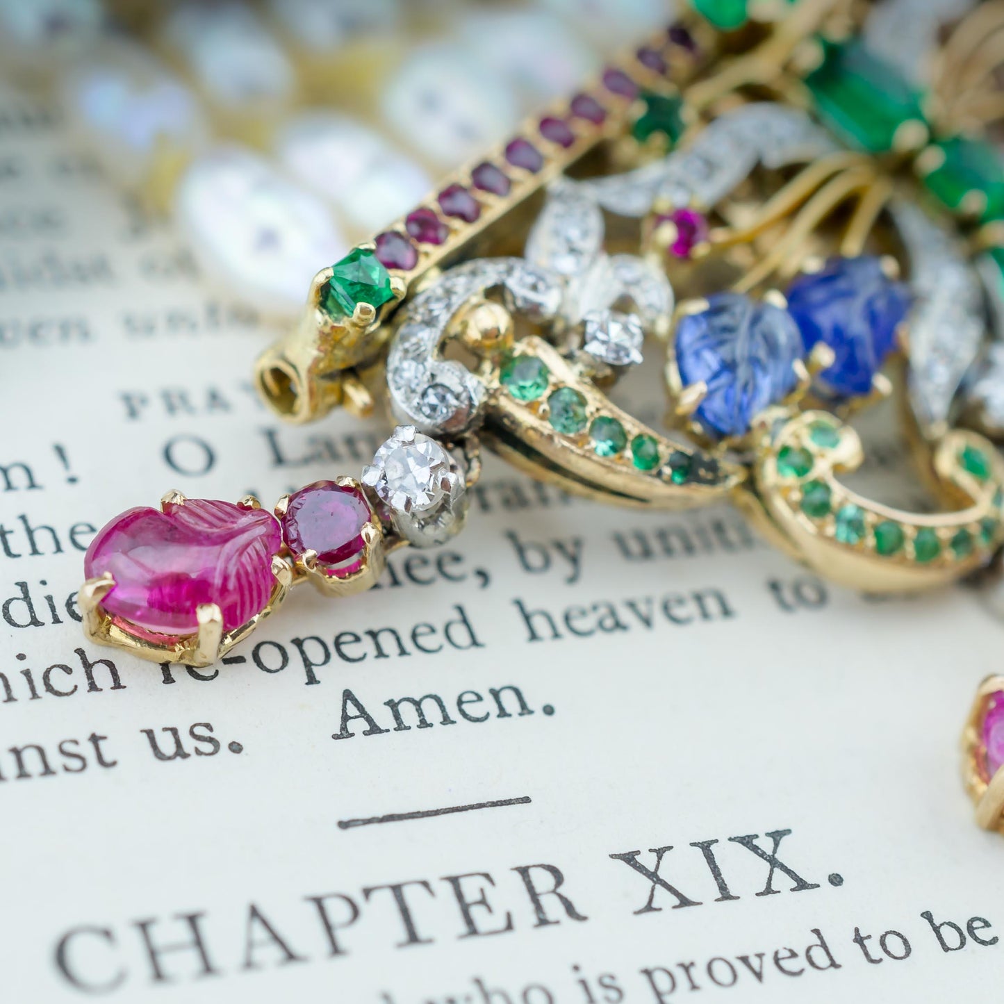 18ct Gold Brooch & Bracelet With Diamonds, Sapphires, Rubies & Emeralds