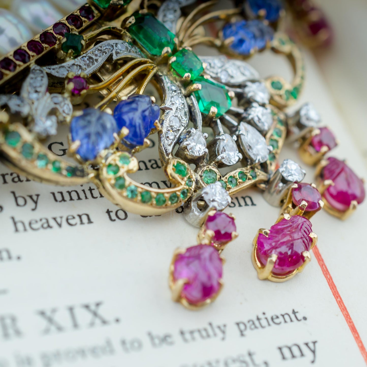 18ct Gold Brooch & Bracelet With Diamonds, Sapphires, Rubies & Emeralds