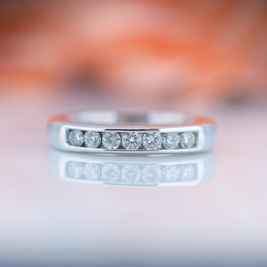 18ct White Gold Half Eternity Ring By iliana jewellery