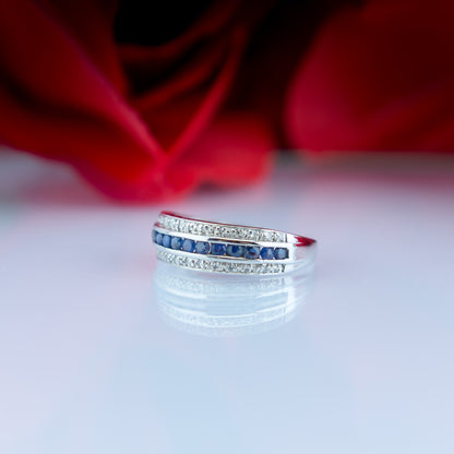 White Gold Sapphire and Diamond Ring