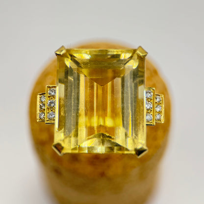 18ct Gold Citrine and Diamond Cocktail Ring