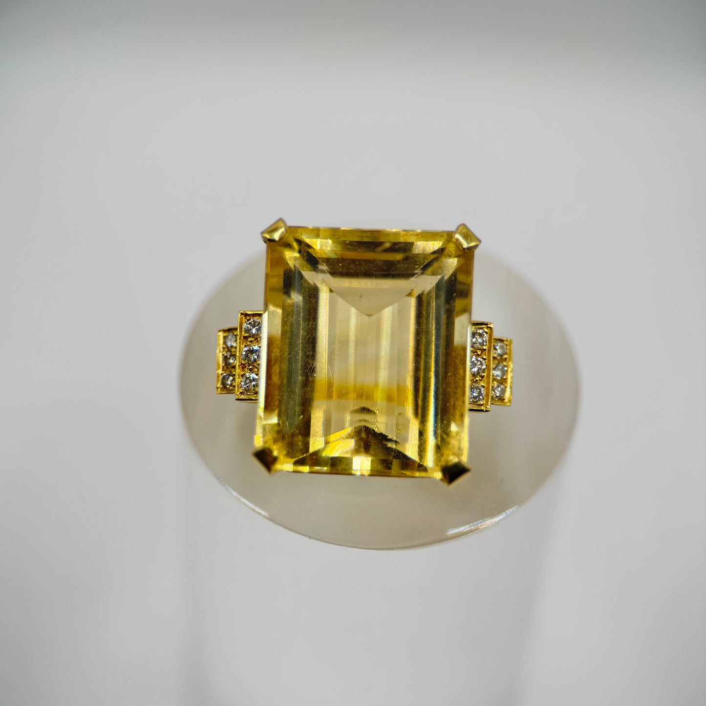 18ct Gold Citrine and Diamond Cocktail Ring